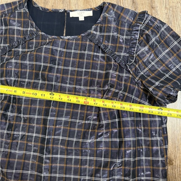 LOFT • Shimmer Plaid Blouse - Picture 6 of 11